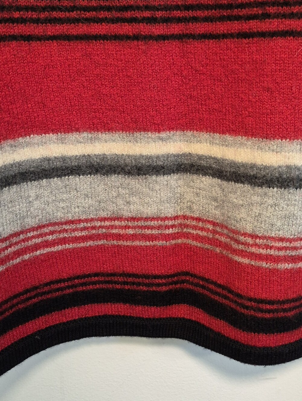 Vtg Susan Bristol Wool Cardigan Sweater Red/Black Striped 90's Sz L Petite - Picture 8 of 10